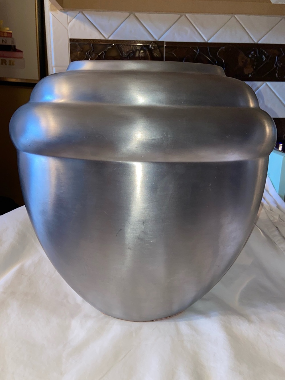 Vintage RARE Waterford Marquis heavy MCM pewter aluminum vase